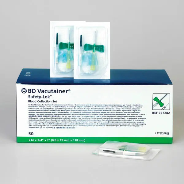 BD Vacutainer Safety Lok Blutentnahmeset 23 G (0,6 x 19 mm), 30 cm Schlauch, Luer Adapter | hellblau
